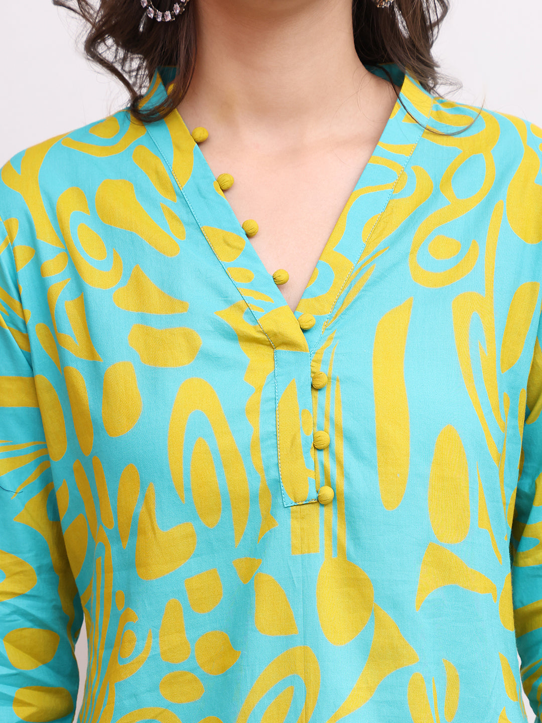 Blue Color Abstract Printed Cotton Co-ord Set