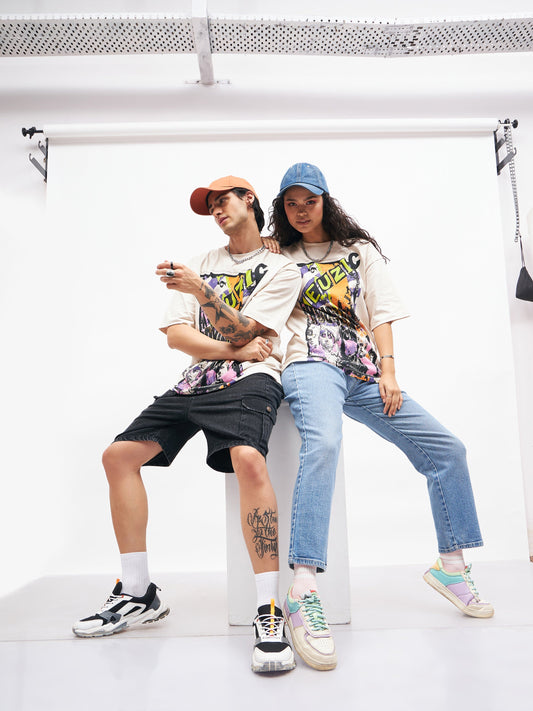 Unisex Beige MEUZIC Oversized T-Shirt