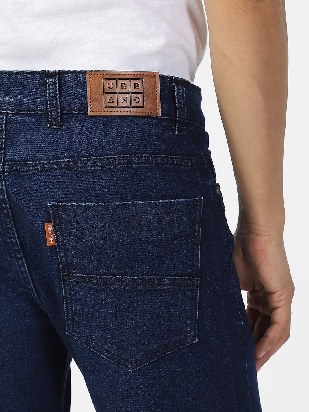 Men's Blue Regular Fit Washed Jeans Stretchable