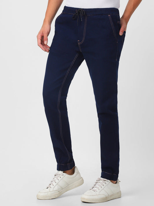 Men's Dark Blue Jogger Jeans Slim Fit Stretch