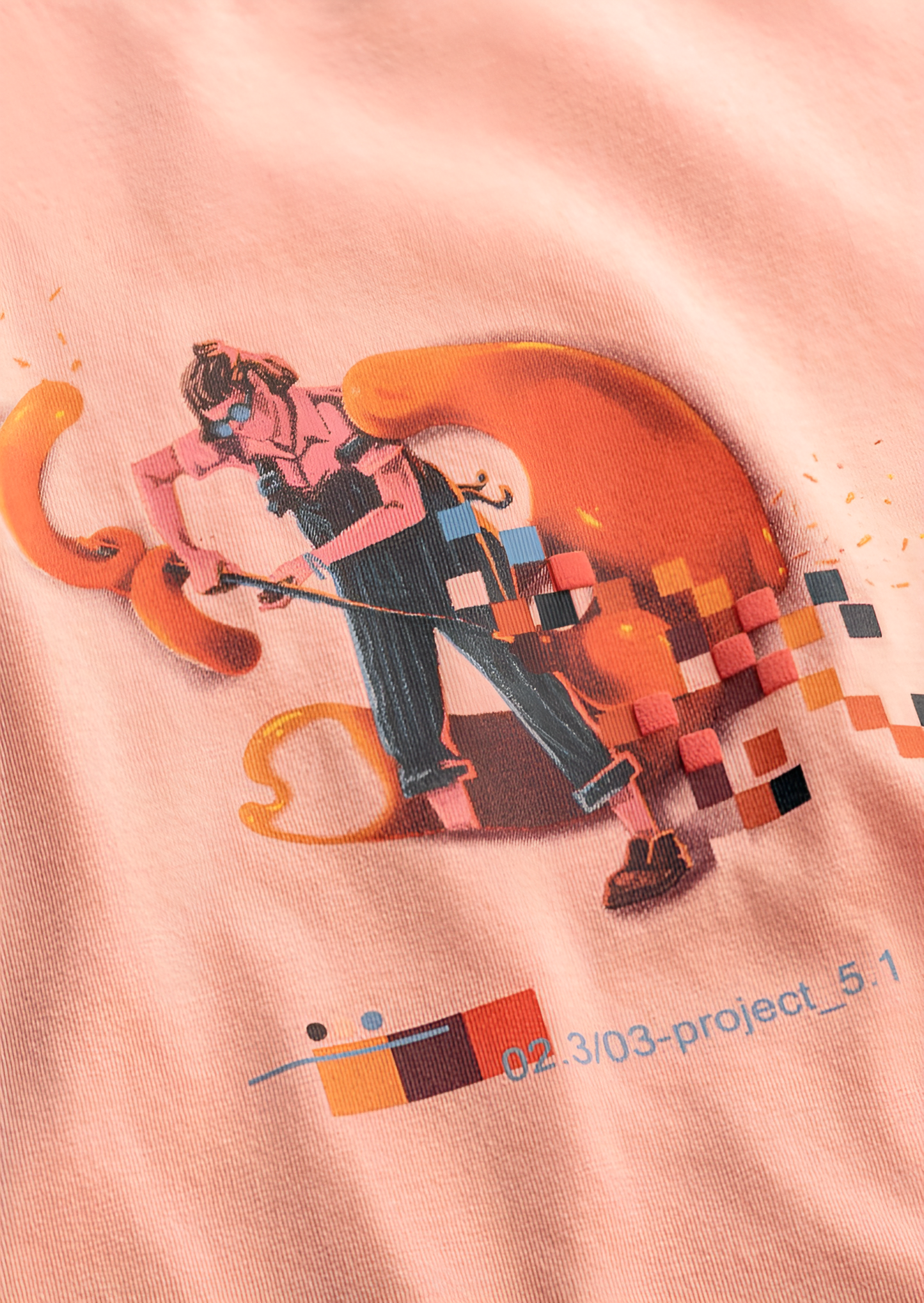 Pixel Flame Oversized Graphic T-Shirt