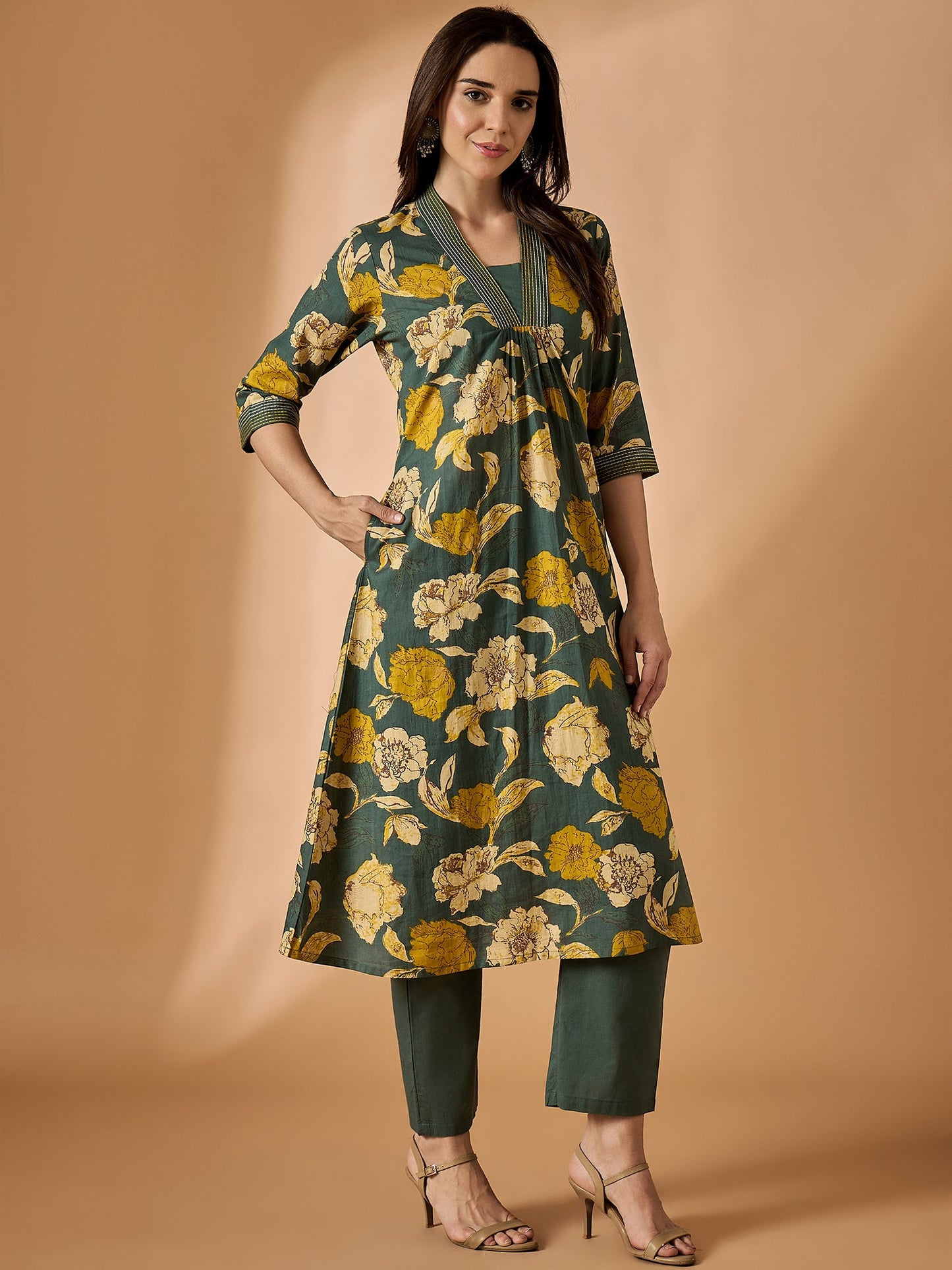 Floral Printed Kurta With Palazzo Set