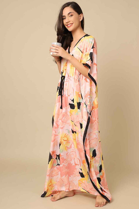 Multi Color Floral Printed Viscose Rayon Kaftan