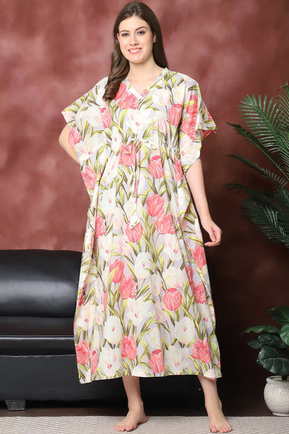 Multi Color Floral Printed Pure Cotton Kaftan For Women