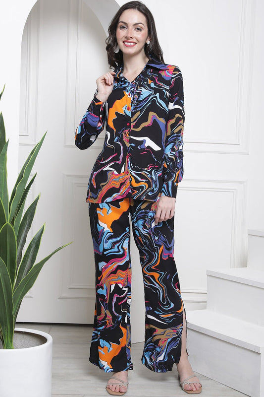 Black Rayon Co-Ord Set for Women