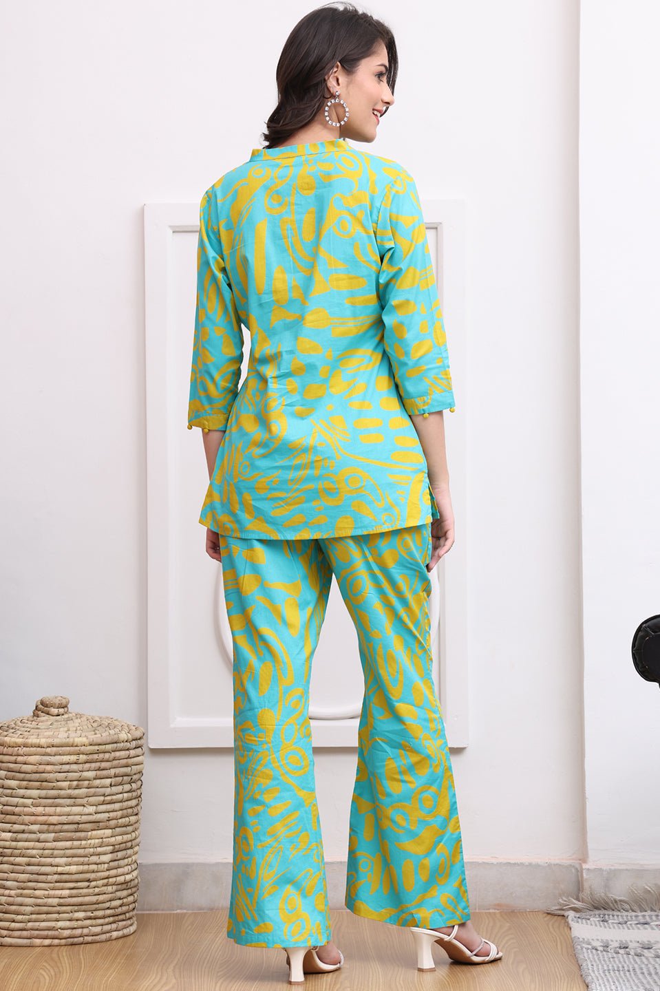 Blue Color Abstract Printed Cotton Co-ord Set