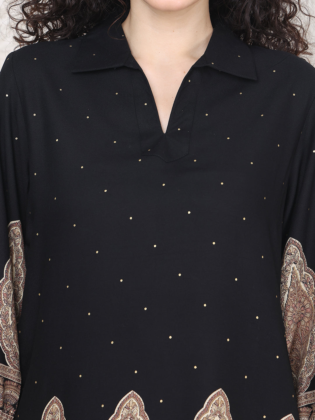 Black Colour Abstract Printed Viscose Rayon Co-ord Set