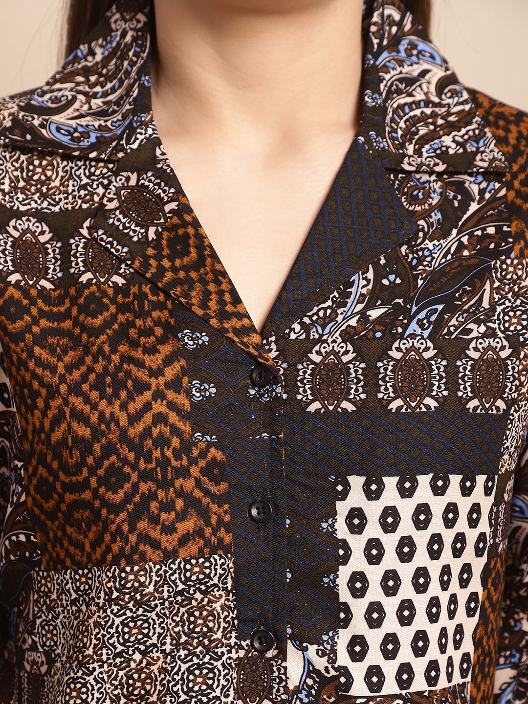 Black & White Abstract Printed Viscose Rayon Co-Ord Set for Women