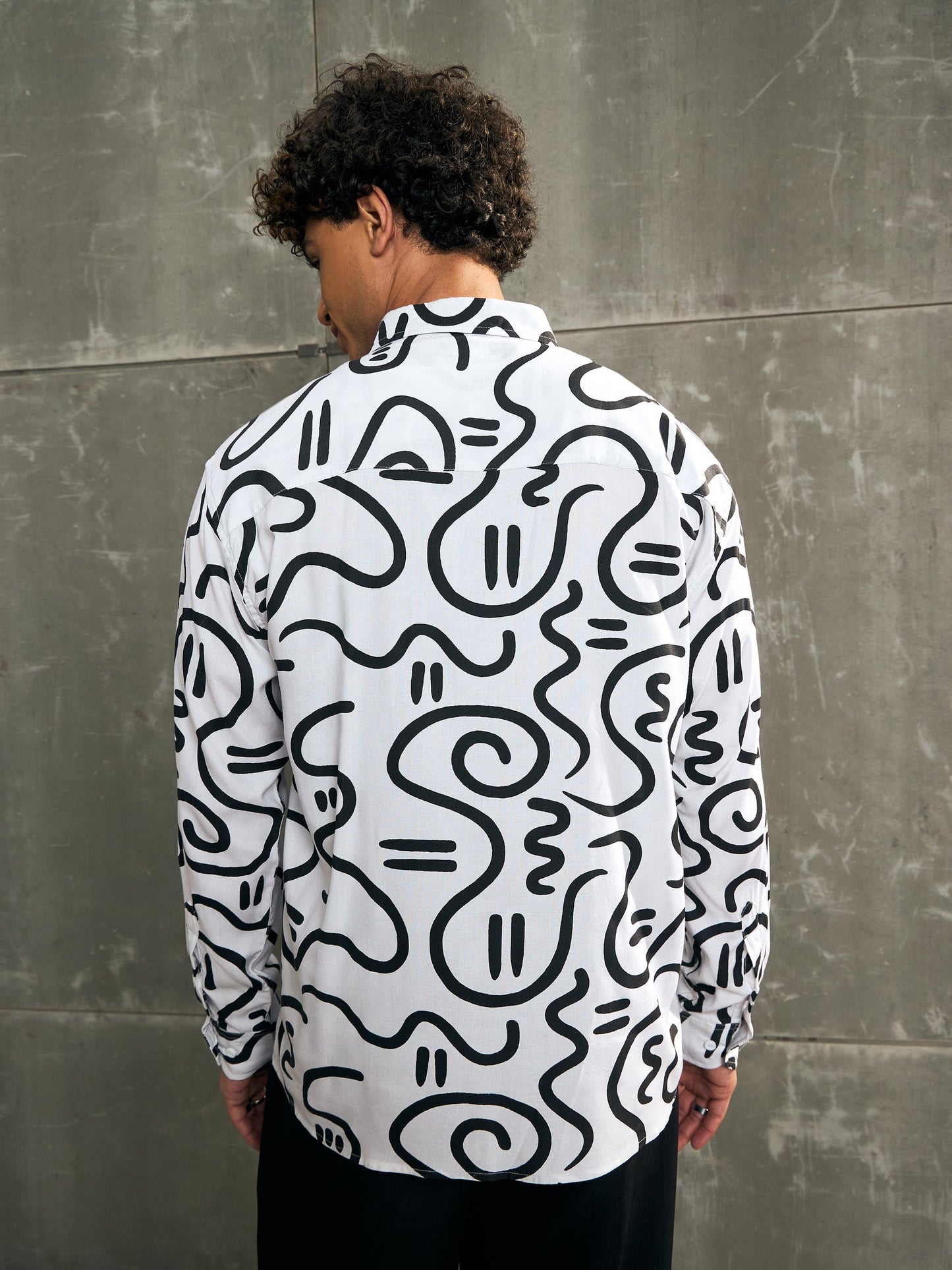 Men White Conversational Print Relax Fit Shirt