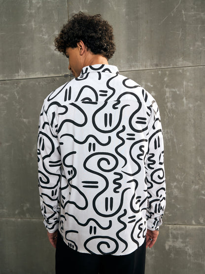 Men White Conversational Print Relax Fit Shirt