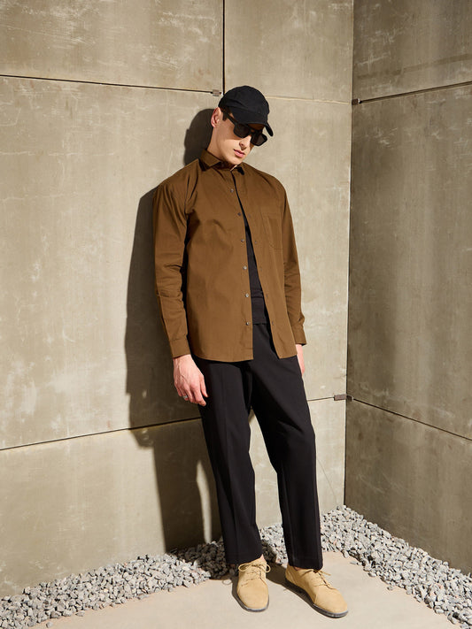 Men Olive Basic Relax Fit Shirt