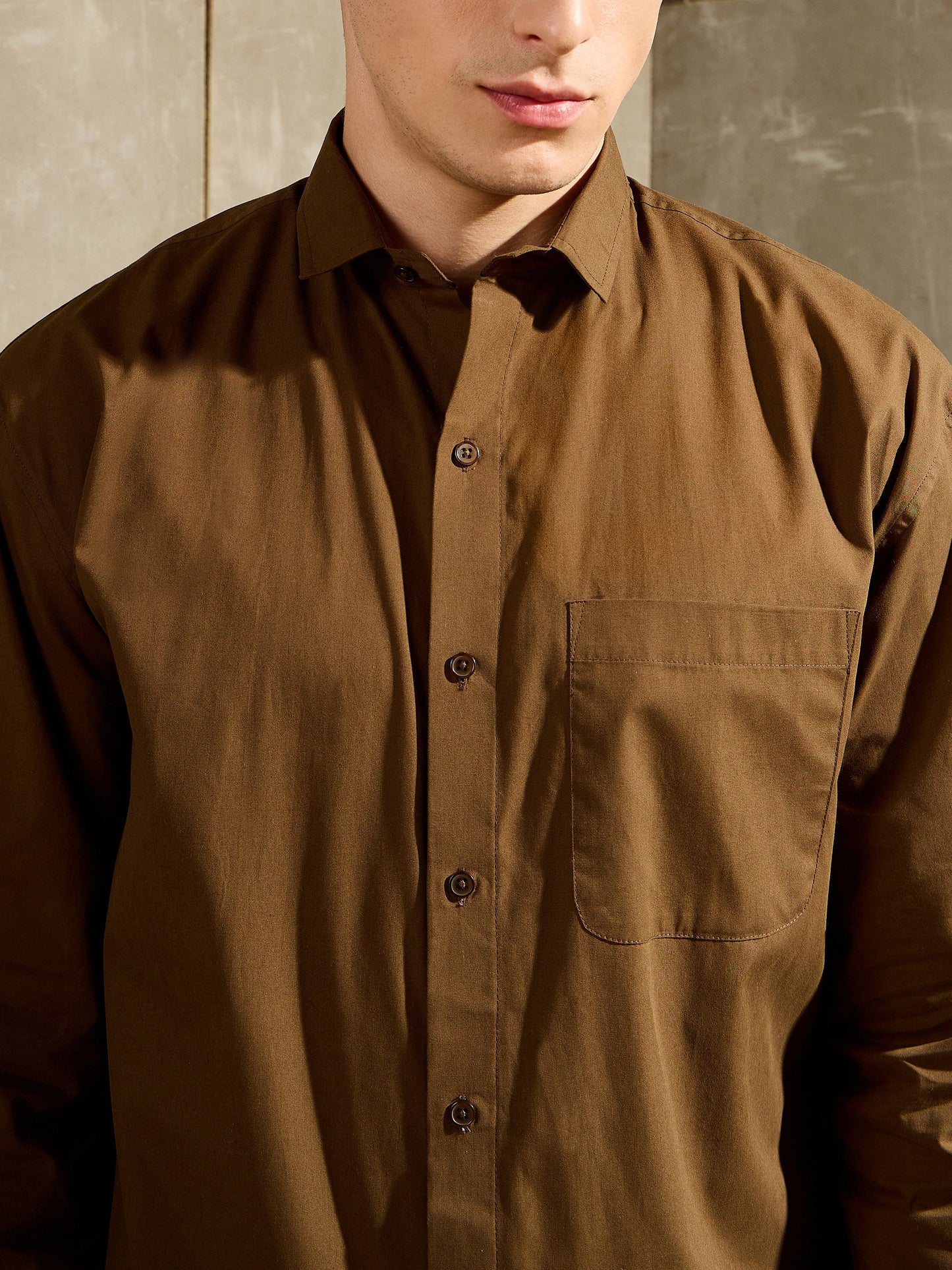 Men Olive Basic Relax Fit Shirt