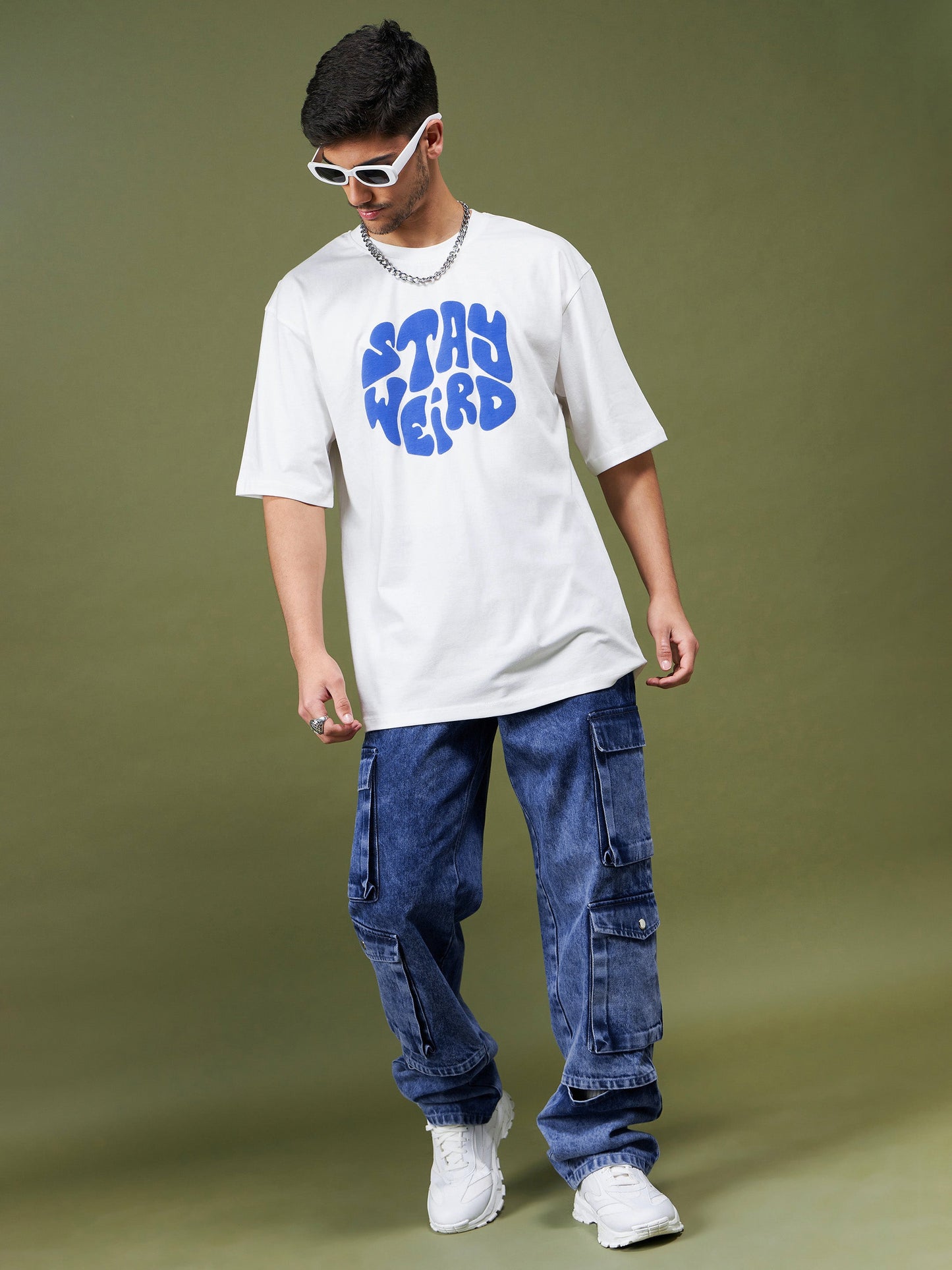 Unisex White STAY WEIRD Oversized T-Shirt