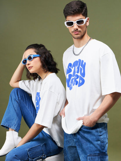 Unisex White STAY WEIRD Oversized T-Shirt