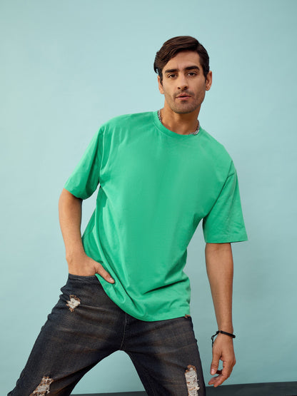 Unisex Green Graphic Print Oversize T-Shirt
