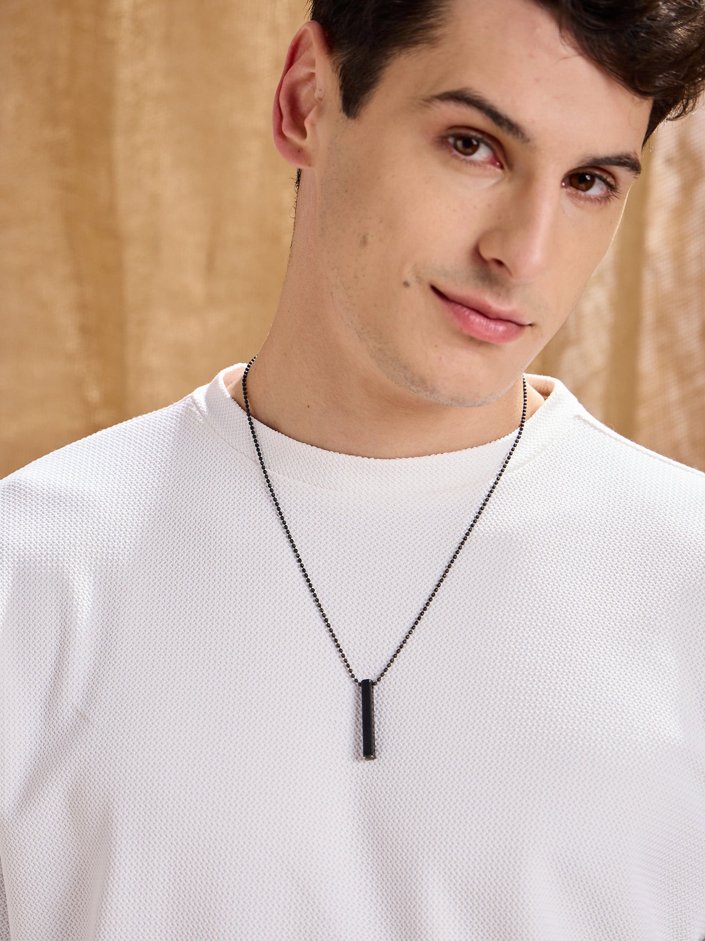 Men White Waffle Oversize T-Shirt