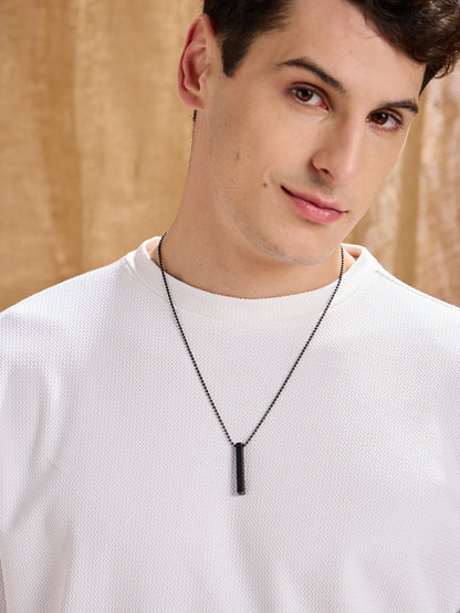 Men White Waffle Oversize T-Shirt