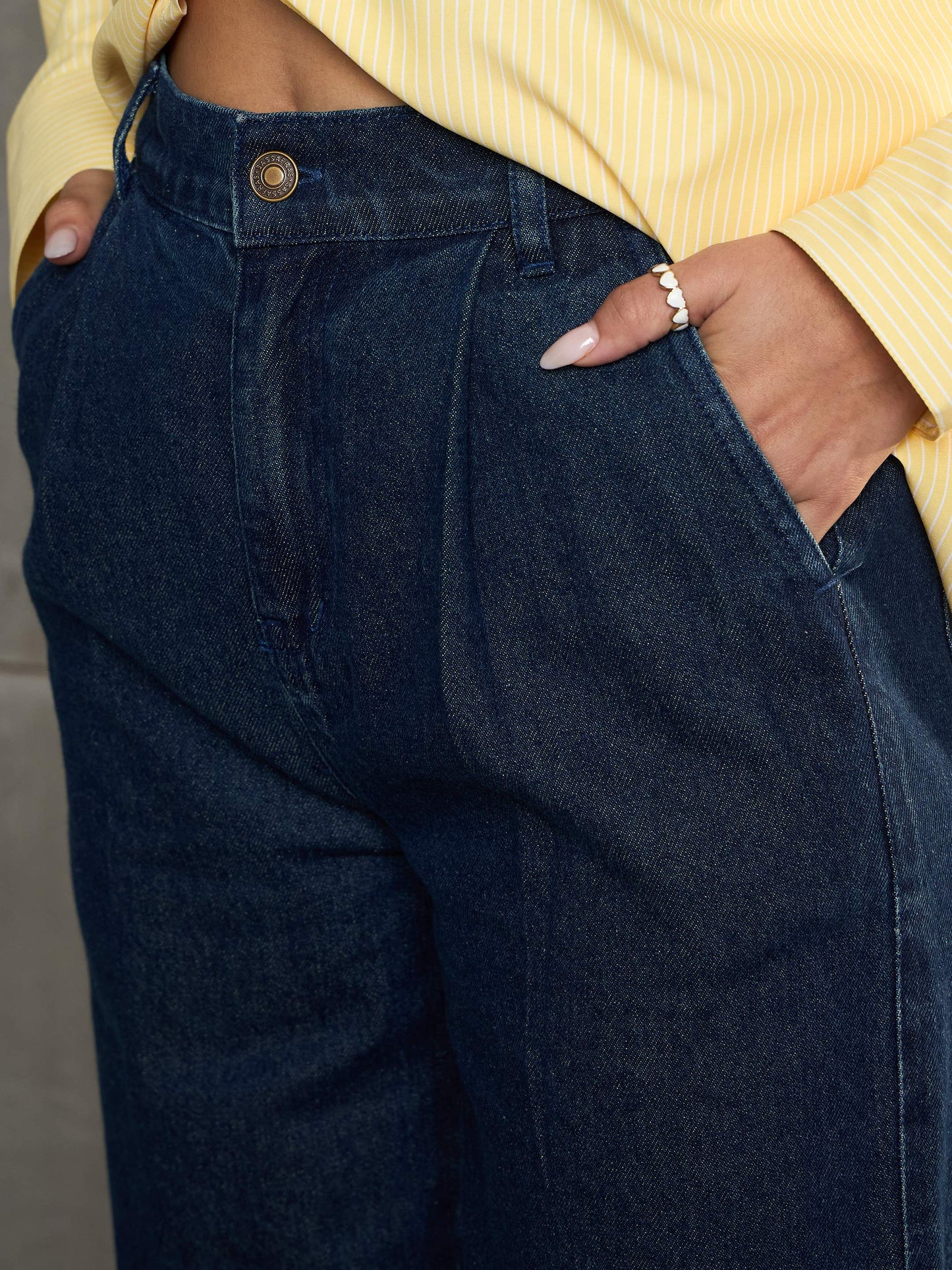 Women Nevy Blue Fringed Straight Fit Jeans