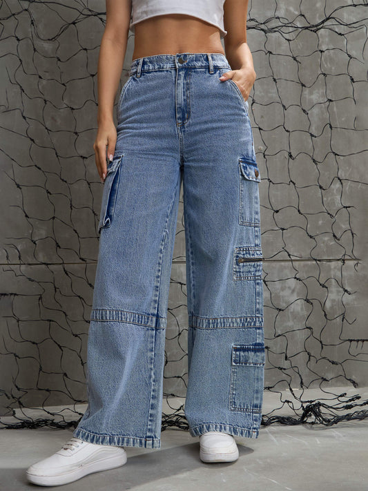 Women Ice Blue Denim Straight Fit Jeans