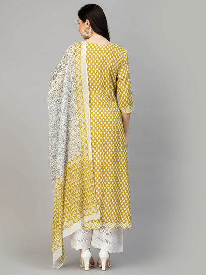 Stylum Women's Printed Rayon Kurta Dupatta Set (SUMMERCORN)