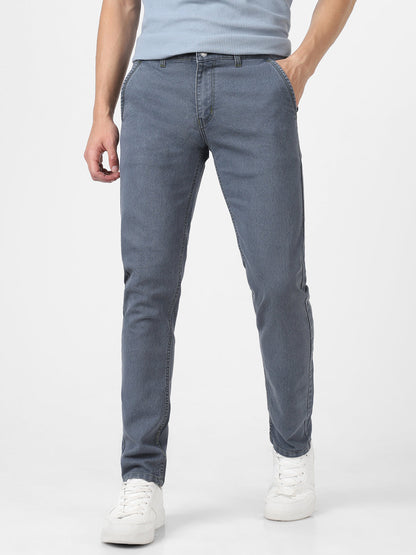 Men's Grey Slim Fit Washed Jeans Stretchable