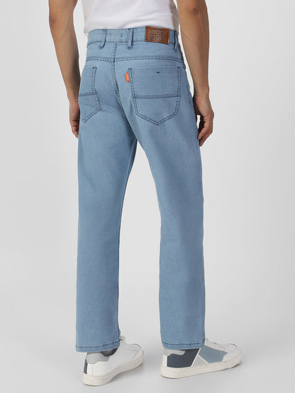 Men's Ice Blue Regular Fit Washed Jeans Stretchable