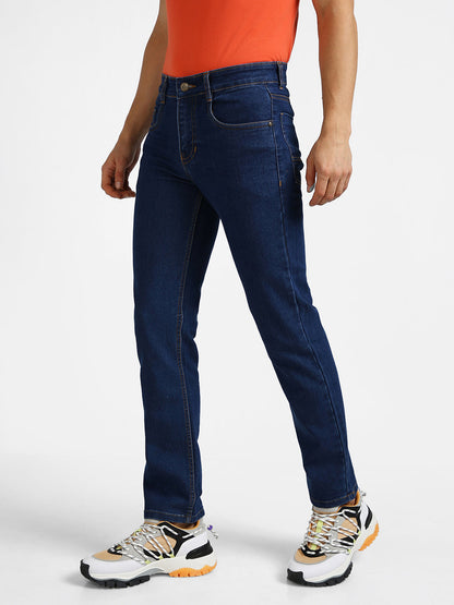 Men's Blue Regular Fit Washed Jeans Stretchable