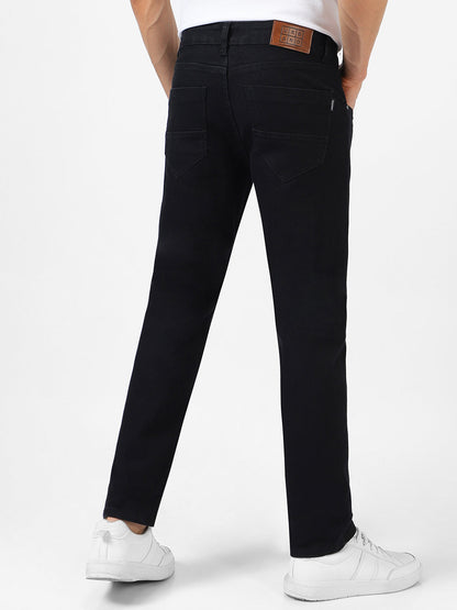 Men's Black Regular Fit Washed Jeans Stretchable