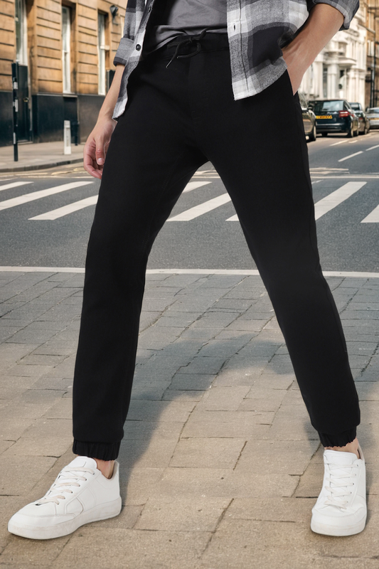 Men's Black Slim Fit Stretch Jogger Jeans