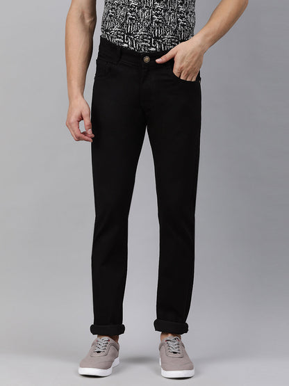 Men Slim Mid Rise Black Jeans Stretchable