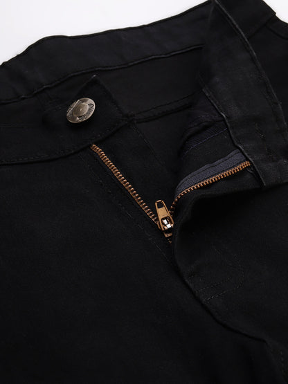 Men Slim Mid Rise Black Jeans Stretchable