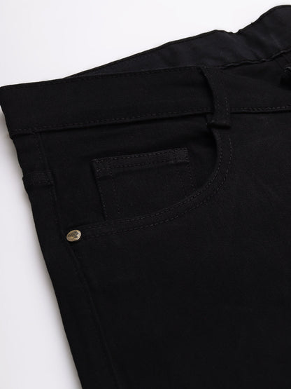 Men Slim Mid Rise Black Jeans Stretchable