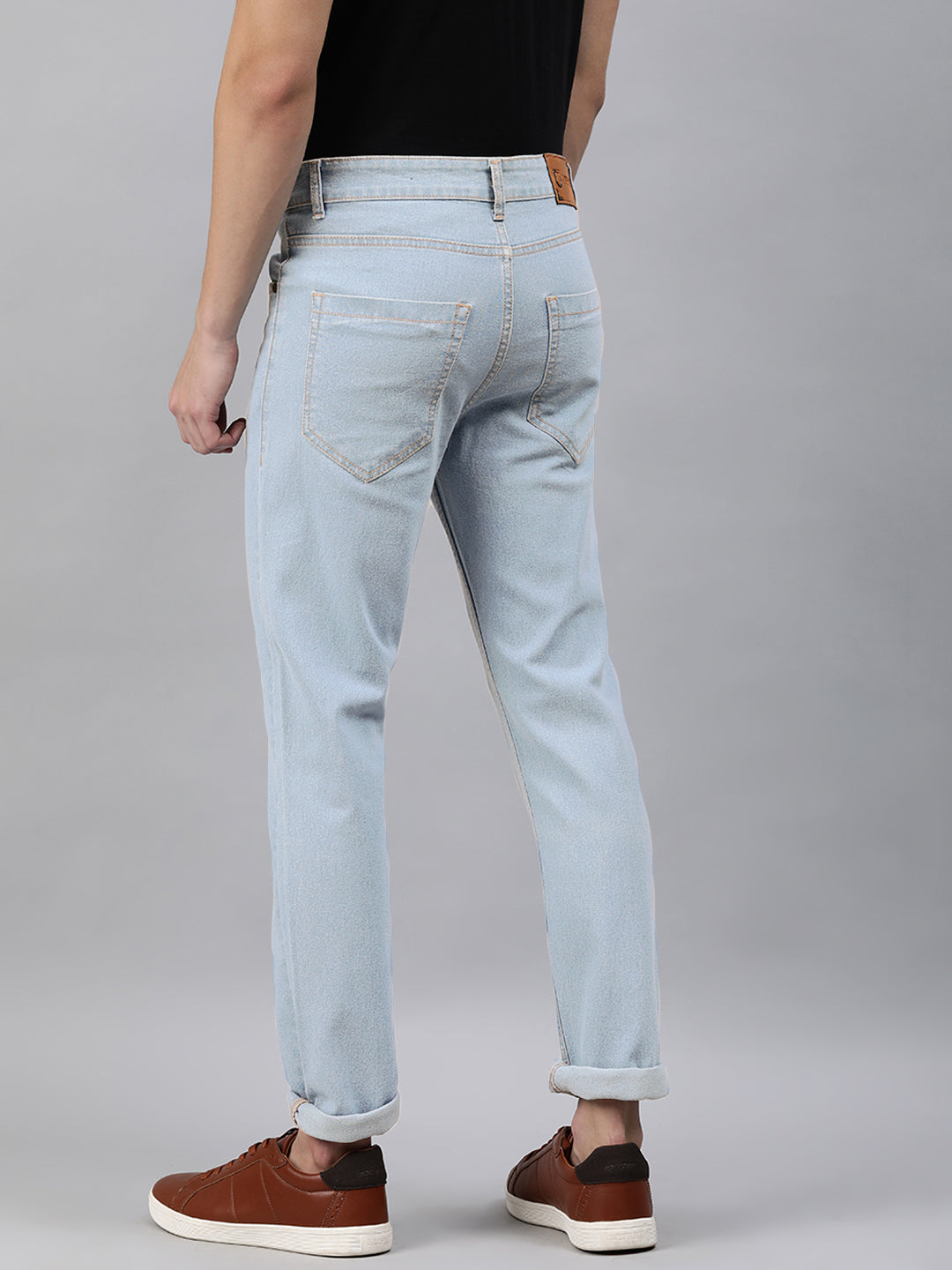 Men's Ice Blue Slim Fit Washed Jeans Stretchable