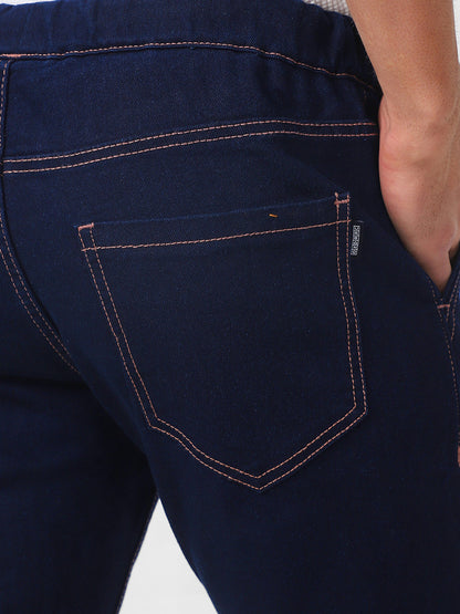 Men's Dark Blue Jogger Jeans Slim Fit Stretch