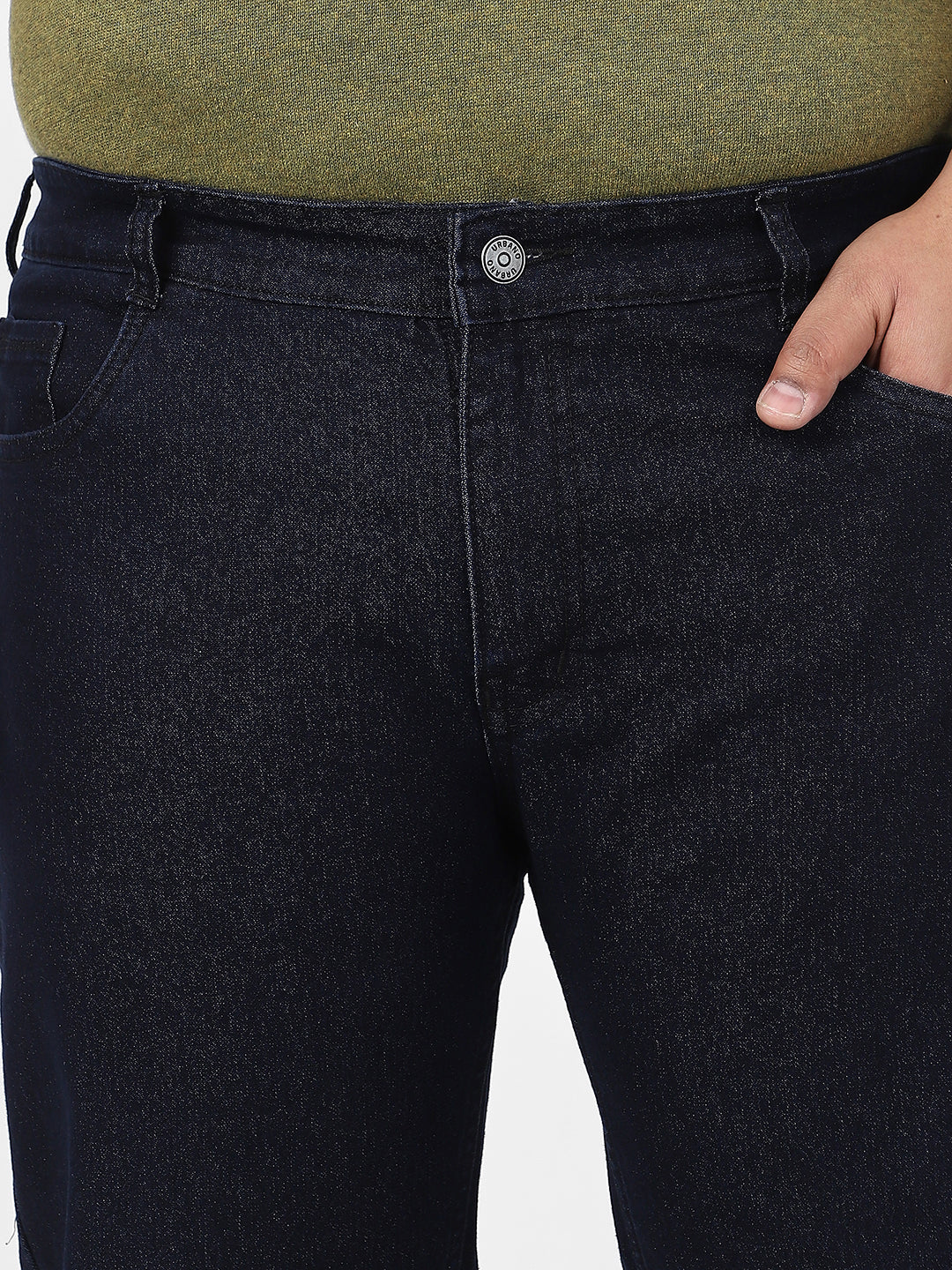 Plus Men's Dark Blue Regular Fit Denim Jeans Stretchable