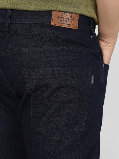 Plus Men's Dark Blue Regular Fit Denim Jeans Stretchable