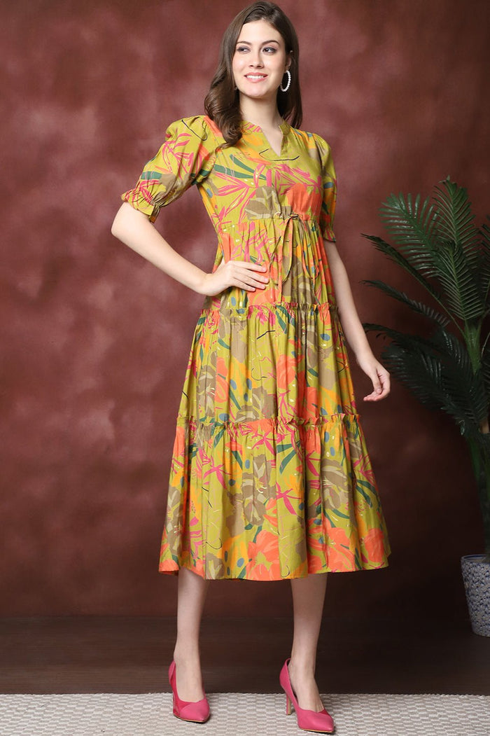Women Floral Printed Fit & Flare Midi Dress