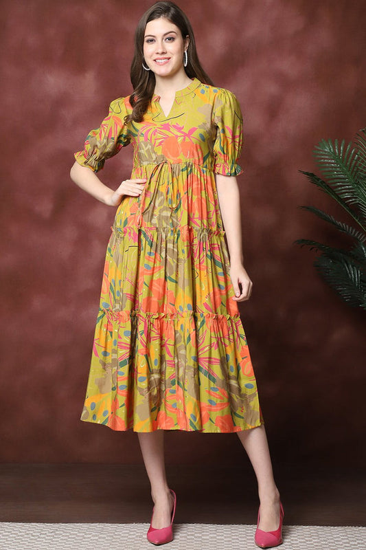 Women Floral Printed Fit & Flare Midi Dress