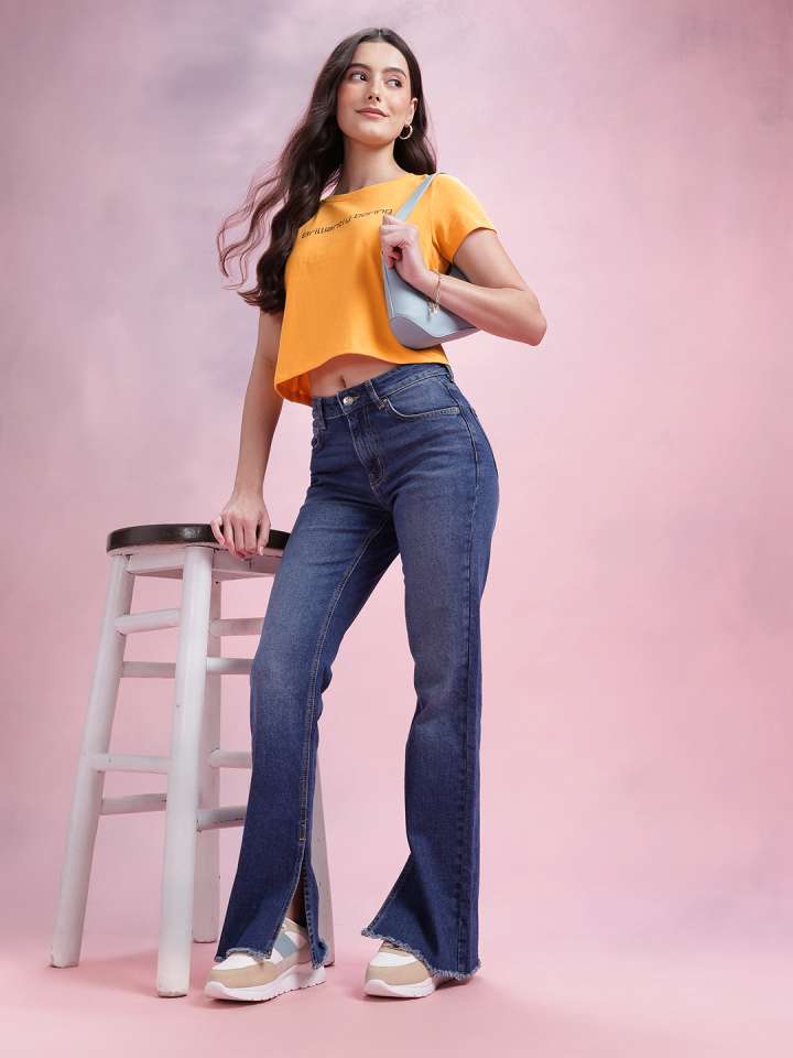 Typography Print Regular Print Crop T-Shirt