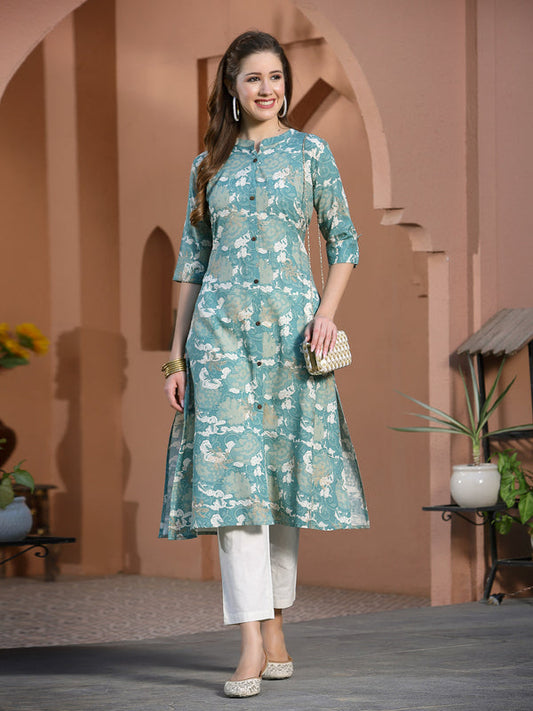 Printed Rayon A-Line Kurta