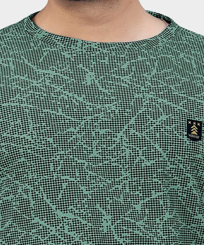 Men Printed Round Neck Polycotton Light Green T-Shirt