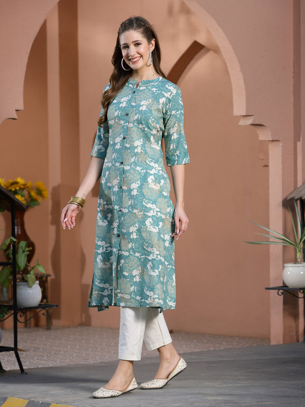 Printed Rayon A-Line Kurta
