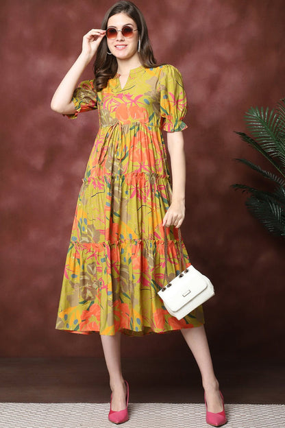 Women Floral Printed Fit & Flare Midi Dress