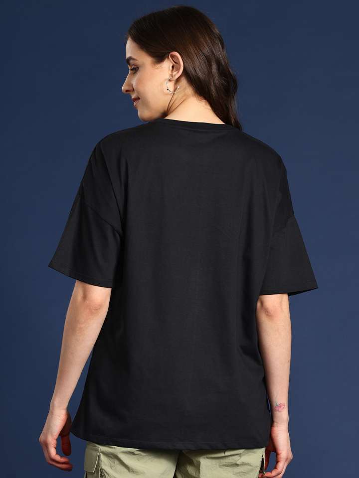 Printed Drop-Shoulder Sleeves Pure Cotton Relaxed T-Shirt