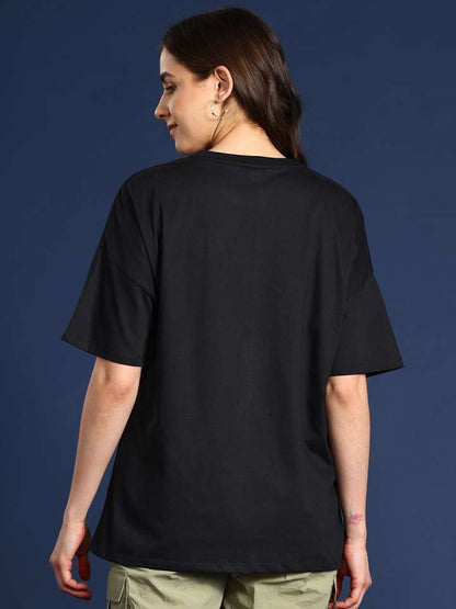 Printed Drop-Shoulder Sleeves Pure Cotton Relaxed T-Shirt