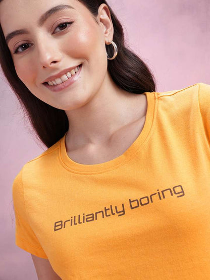 Typography Print Regular Print Crop T-Shirt