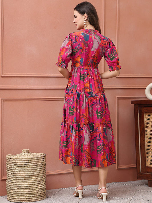 Women Floral Printed Fit & Flare Midi Dress