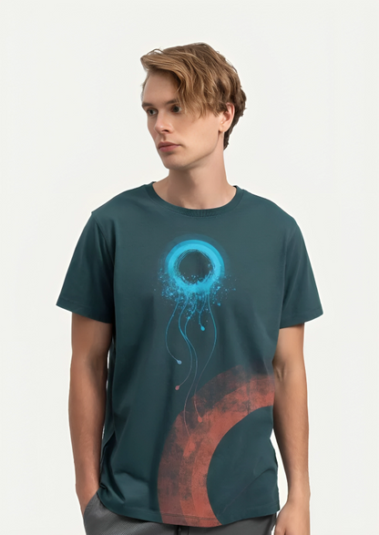 Galaxy Burst Graphic T-Shirt – Teal Blue