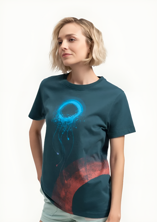 Galaxy Burst Graphic T-Shirt – Teal Blue
