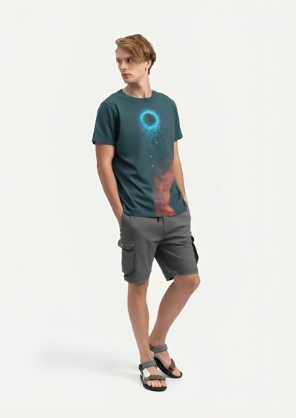 Galaxy Burst Graphic T-Shirt – Teal Blue